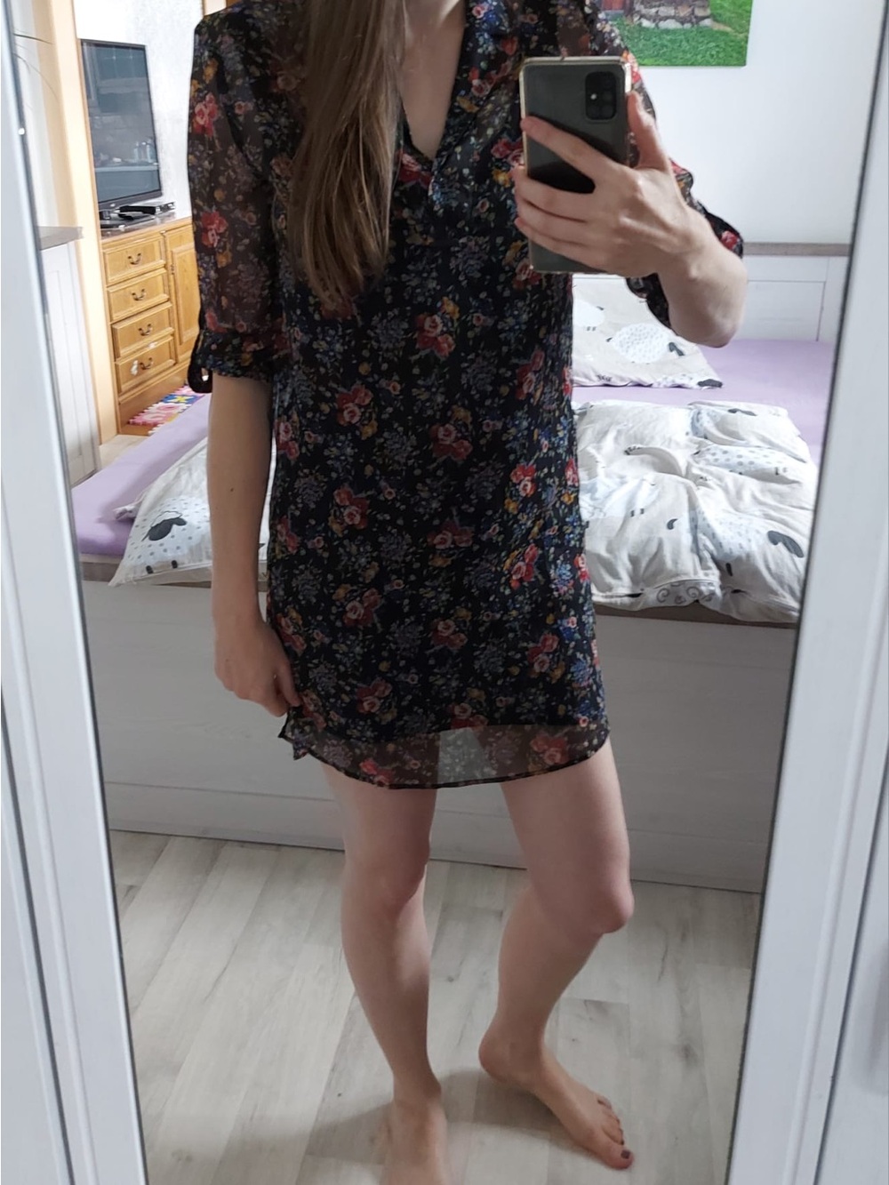 Flowy floral sheer dress Mango XS